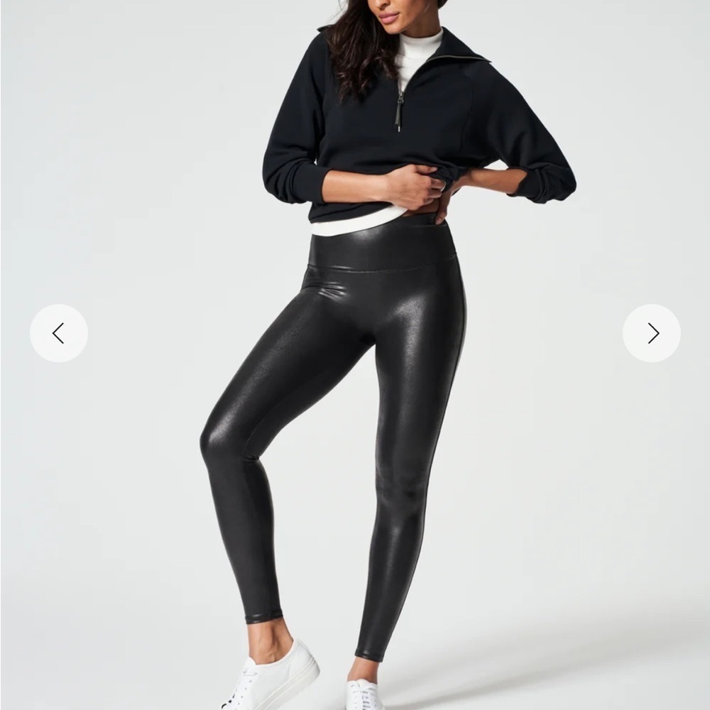 Spanx Women’s  Faux Leather Leggings - 2437Q Black, Size Small Petite